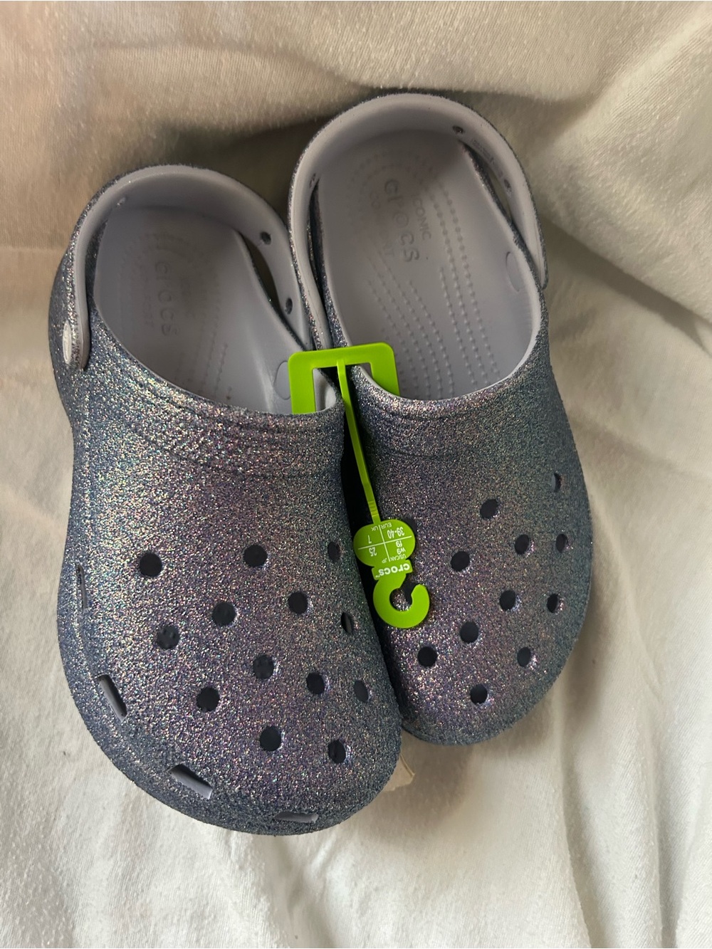 CROCS womens Glitter Clog in Iridescent Purple